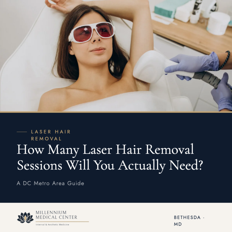 Laser hair removal device being used on a patient's arm at a medical spa
